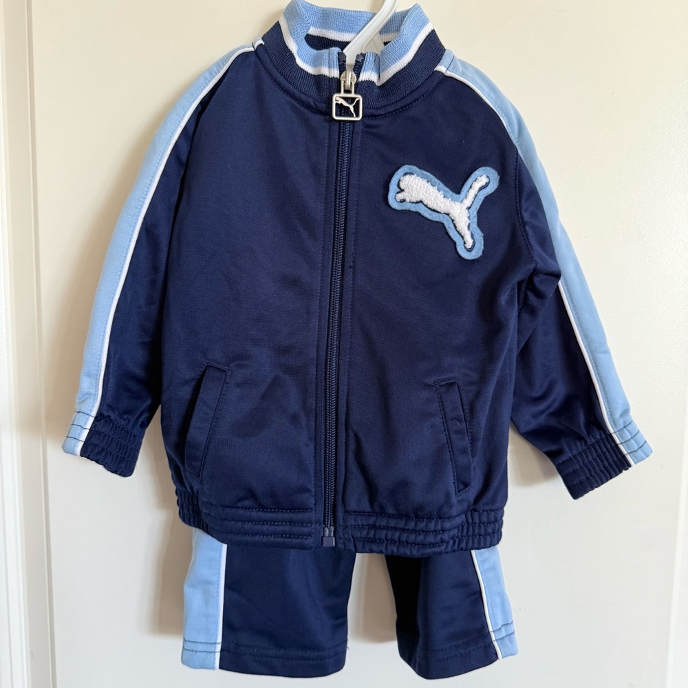 Adorable Infant Puma Dark & Sky Blue Tracksuit - 3-6 months